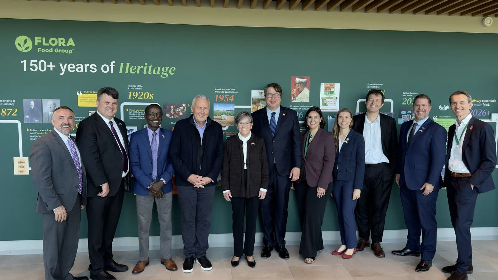 Group CEO David Haines welcomes Governor Kelly to the Flora Culinary Centre in Wageningen